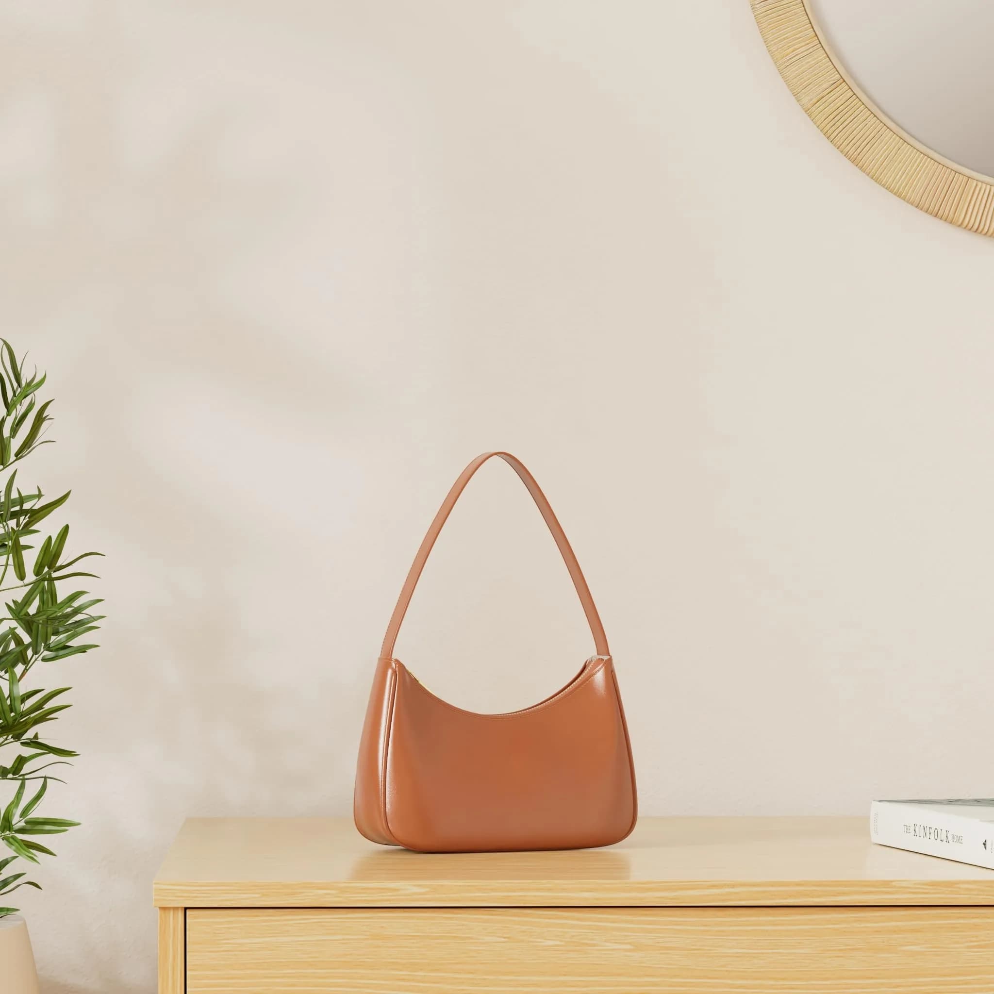 CYHTWSDJ Hobo Tote Handbag Mini Clutch Purse with Zipper Closure, Brown 25.9cm (10.2") x 17cm (6.7") x 9.9cm (3.9") | Cute & Stylish Underarm Bag for Women thumbnail 4