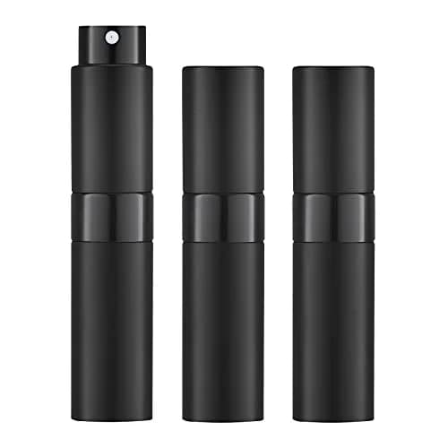 LISAPACK Refillable Perfume Atomizer Spray Bottle 8ml (0.27 Fl Oz) - Pack of 3 Black | Twist-Up Leak-Proof Design thumbnail 1