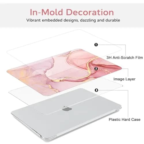 B BELK Pink Marble MacBook Air 13 inch Case 2021 2020 2019 2018 | 3D Effect Marble Hard PC Cover thumbnail 6