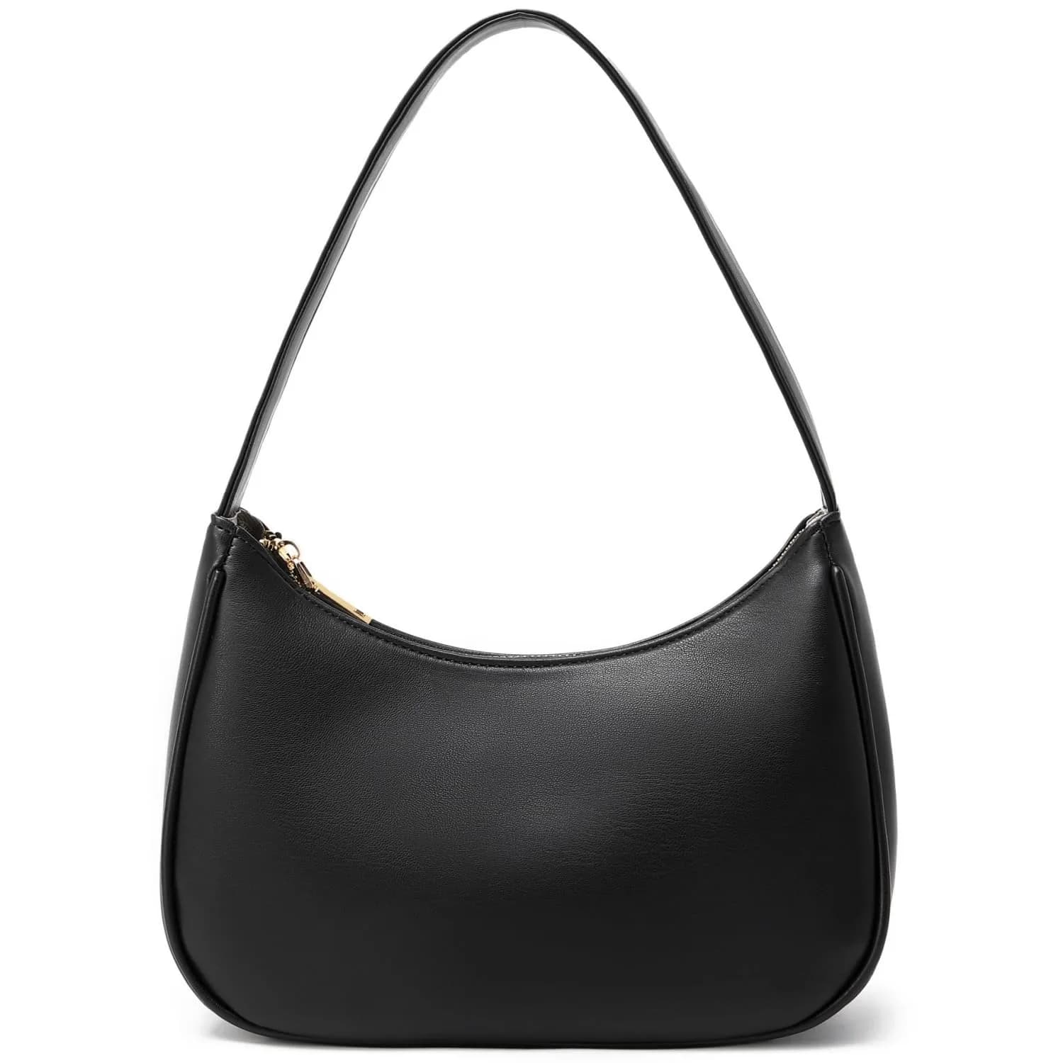 CYHTWSDJ Black Hobo Tote Handbag Mini Clutch Purse with Zipper Closure | Cute PU Leather Shoulder Bag for Women — Black