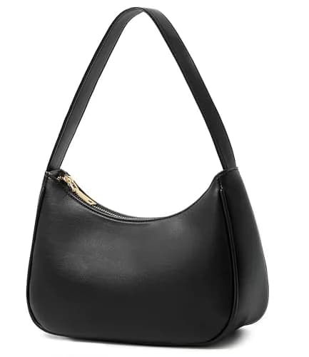 CYHTWSDJ Black Hobo Tote Handbag Mini Clutch Purse with Zipper Closure | Cute PU Leather Shoulder Bag for Women thumbnail 4