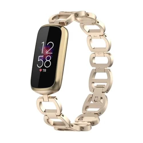 E ECSEM Fitbit Luxe Band Adjustable Stainless Steel Bracelet | Elegant Dressy Strap for Women thumbnail 1