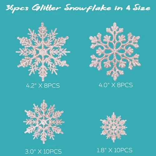 GuassLee 36 Pack Plastic Rose Gold Snowflake Ornaments | Winter Decorations for Christmas & Holiday Season thumbnail 4