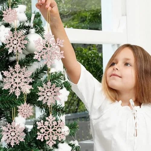 GuassLee 36 Pack Plastic Rose Gold Snowflake Ornaments | Winter Decorations for Christmas & Holiday Season thumbnail 2