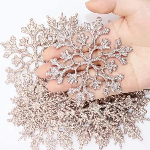GuassLee 36 Pack Plastic Rose Gold Snowflake Ornaments | Winter Decorations for Christmas & Holiday Season thumbnail 3