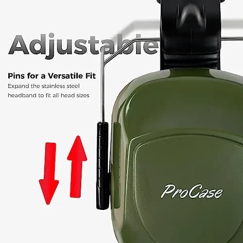 ProCase Armygreen Hearing Protection Ear Muffs NRR 28dB, Noise Cancelling Headphones - view 2