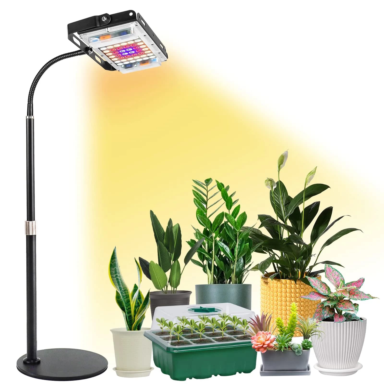 LBW Grow Light for Indoor Plants, Full Spectrum Desk LED Plant Light | Adjustable, Energy Efficient, 30W — 1 Head with Base