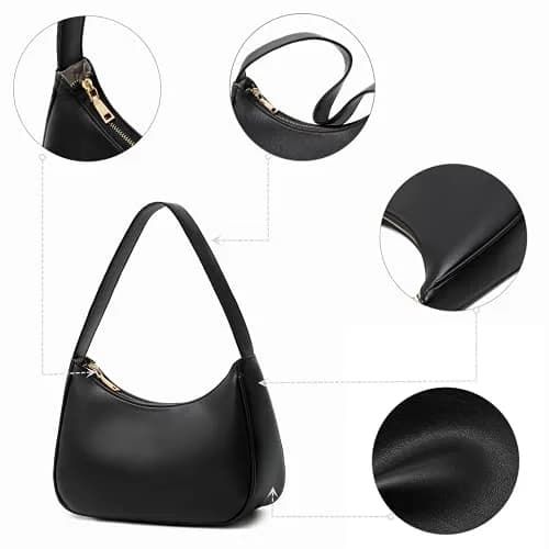 CYHTWSDJ Hobo Tote Handbag Mini Clutch Purse White | Cute PU Leather Shoulder Bag thumbnail 8