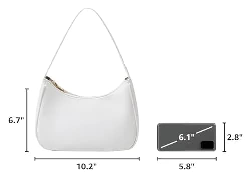 CYHTWSDJ Hobo Tote Handbag Mini Clutch Purse White | Cute PU Leather Shoulder Bag thumbnail 3