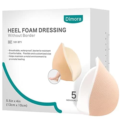 Dimora Heel Foam Dressing, Non-Adhesive Hydrophilic Pads 5.5x4 in Pack of 5 Waterproof for Wound Care thumbnail 1