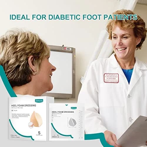 Dimora Heel Foam Dressing, Non-Adhesive Hydrophilic Pads 5.5x4 in Pack of 5 Waterproof for Wound Care thumbnail 6