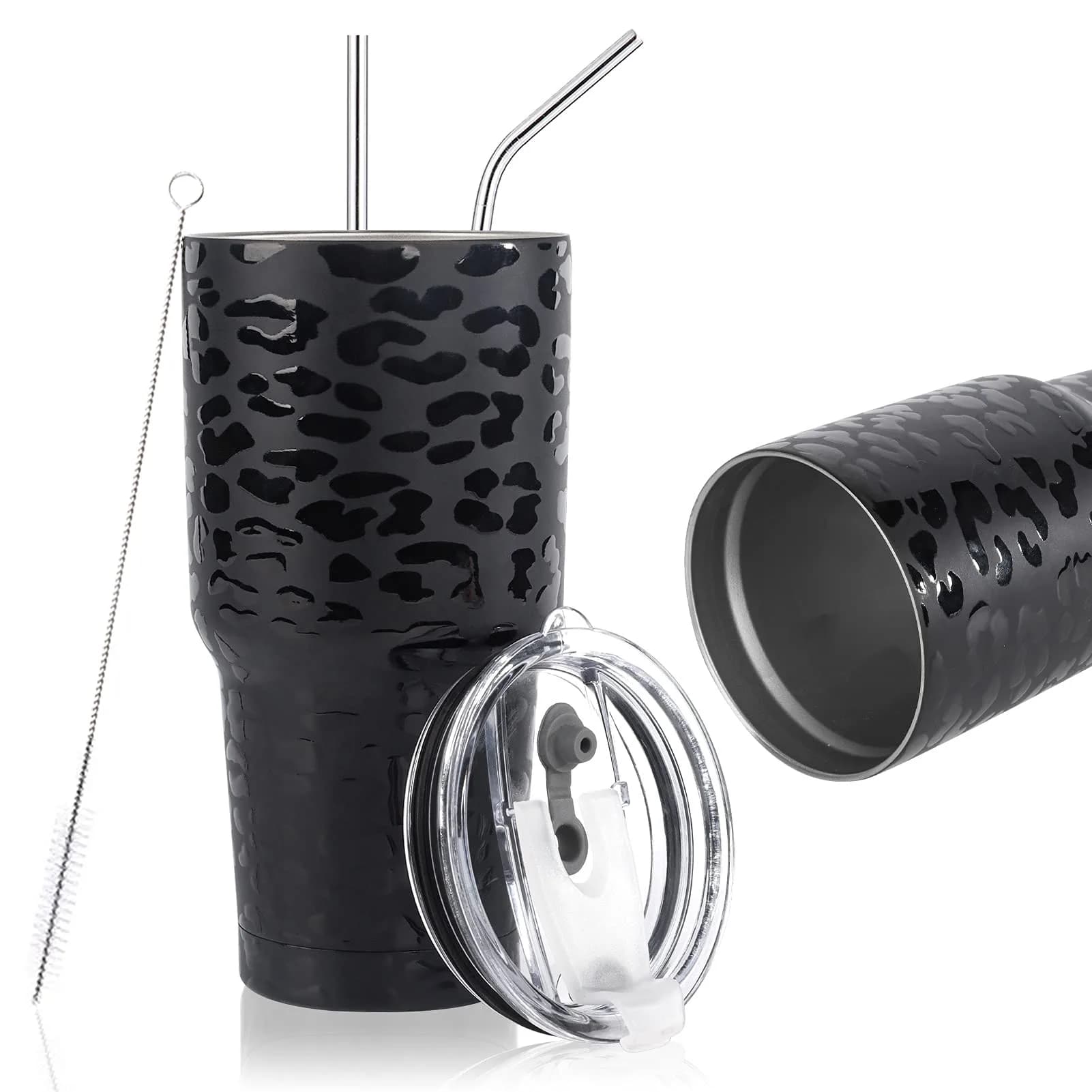 D·S 30oz Leopard Tumbler 890ml (30 fl oz) | Insulated Stainless Steel Travel Mug with Straws - view 2
