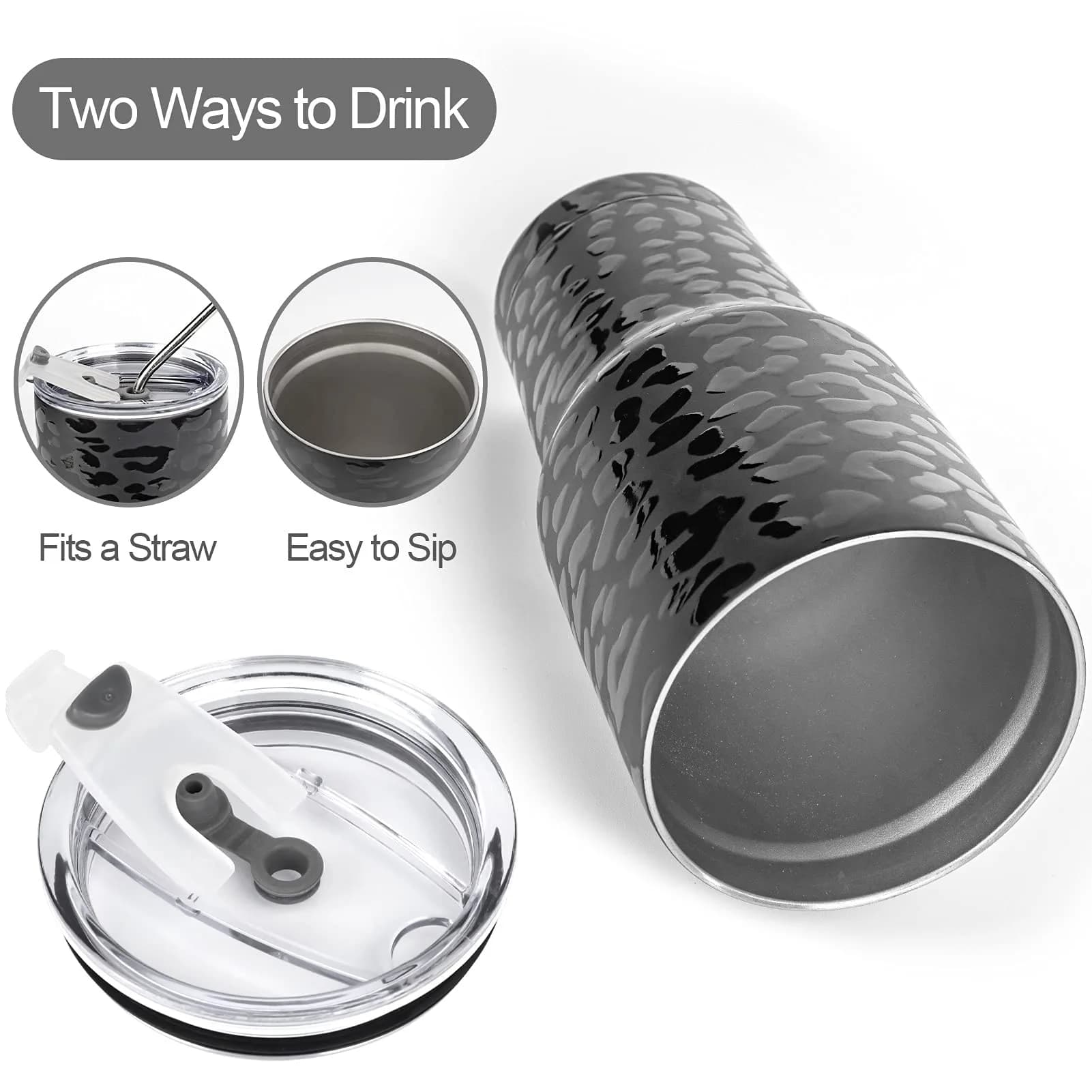 D·S 30oz Leopard Tumbler 890ml (30 fl oz) | Insulated Stainless Steel Travel Mug with Straws - view 3