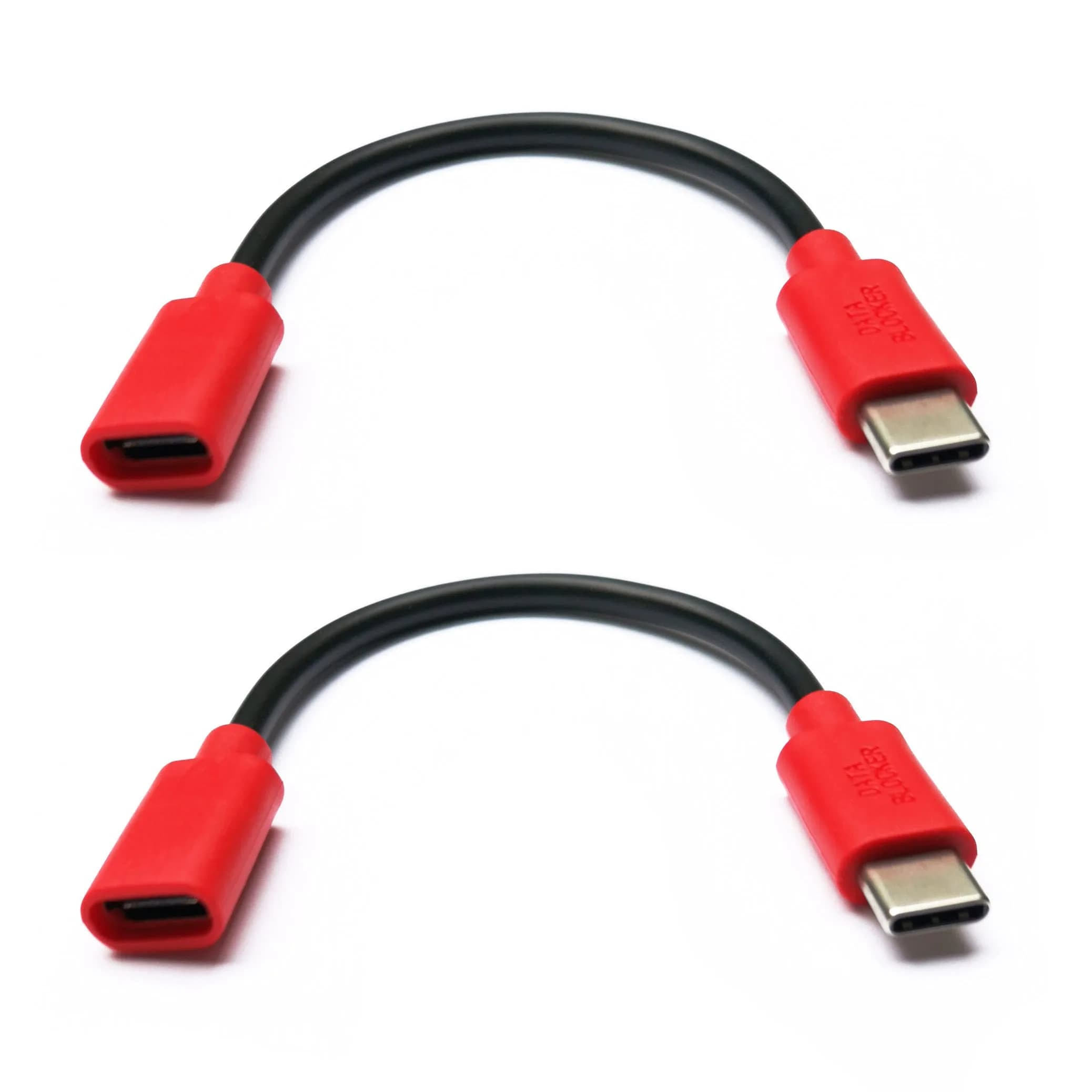 PortaPow USB-C Data Blocker Twin Pack (Red) | Secure Charging, Prevents Hacking - main product image