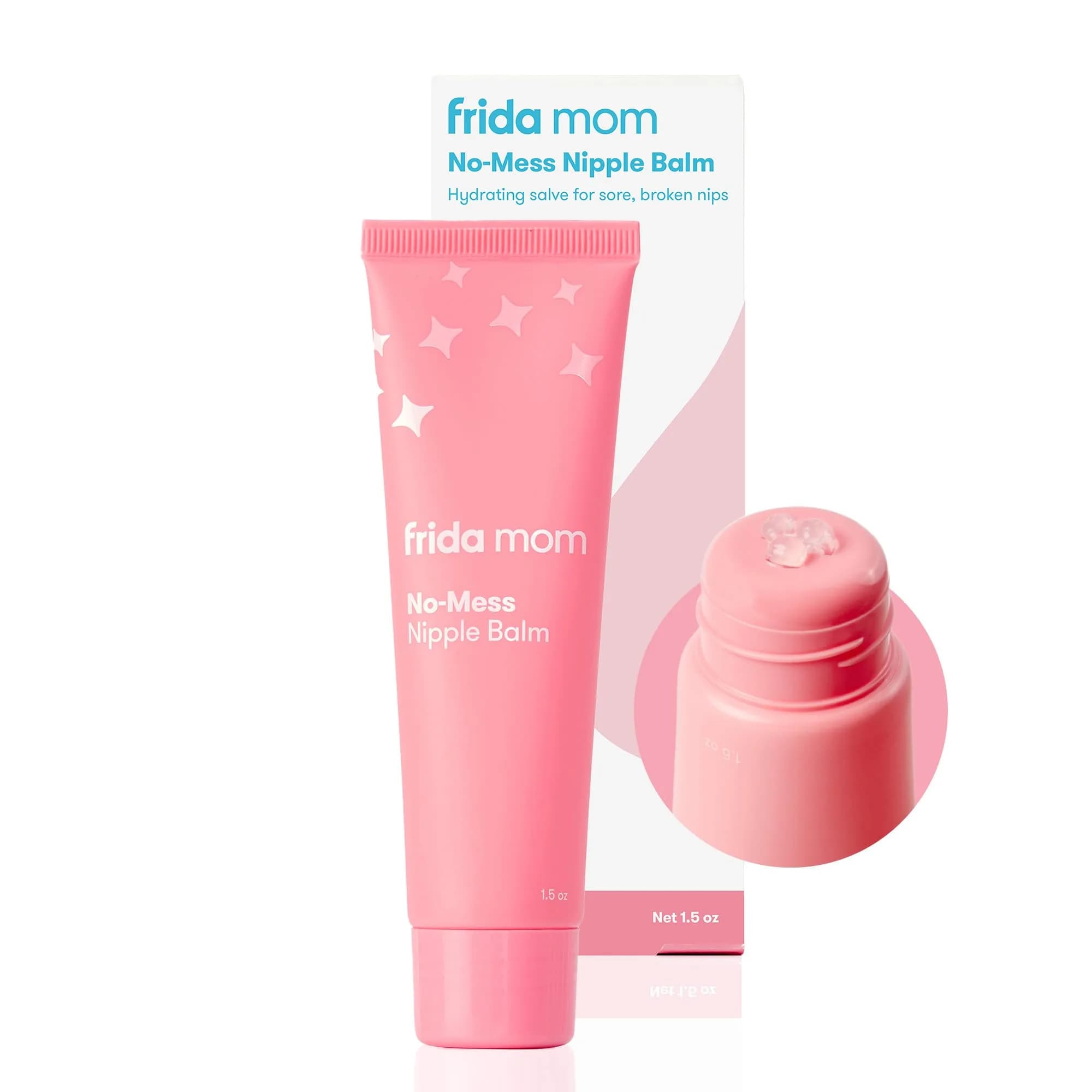 Frida Mom No-Mess Nipple Balm Moisturizer 3 fl oz (90ml) | Lanolin-Free Hydrating Balm for Sore Nipples — White / No Mess Nipple Balm