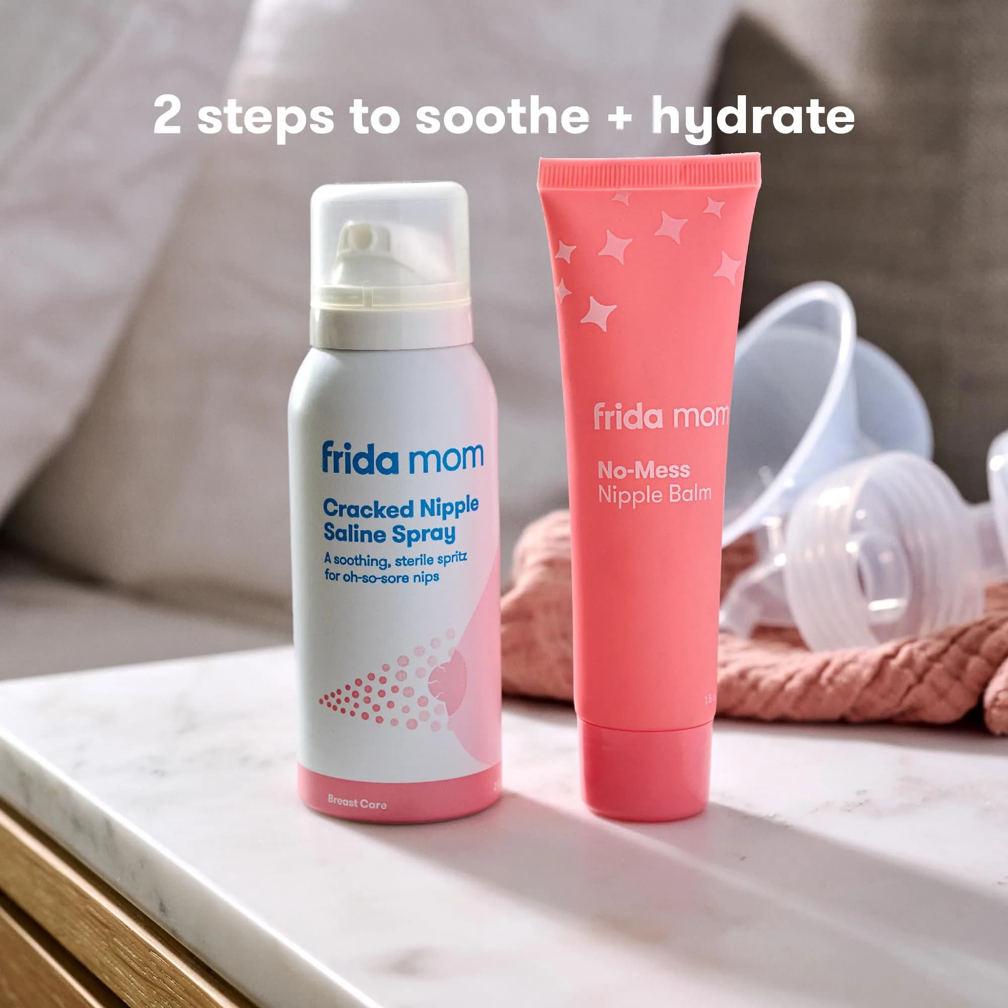 Frida Mom Nipple Cream and Saline Spray Set for Breastfeeding, 60ml (2 fl oz) Spray & 1.5 fl oz Balm | Soothe & Hydrate Sore Nipples - view 2