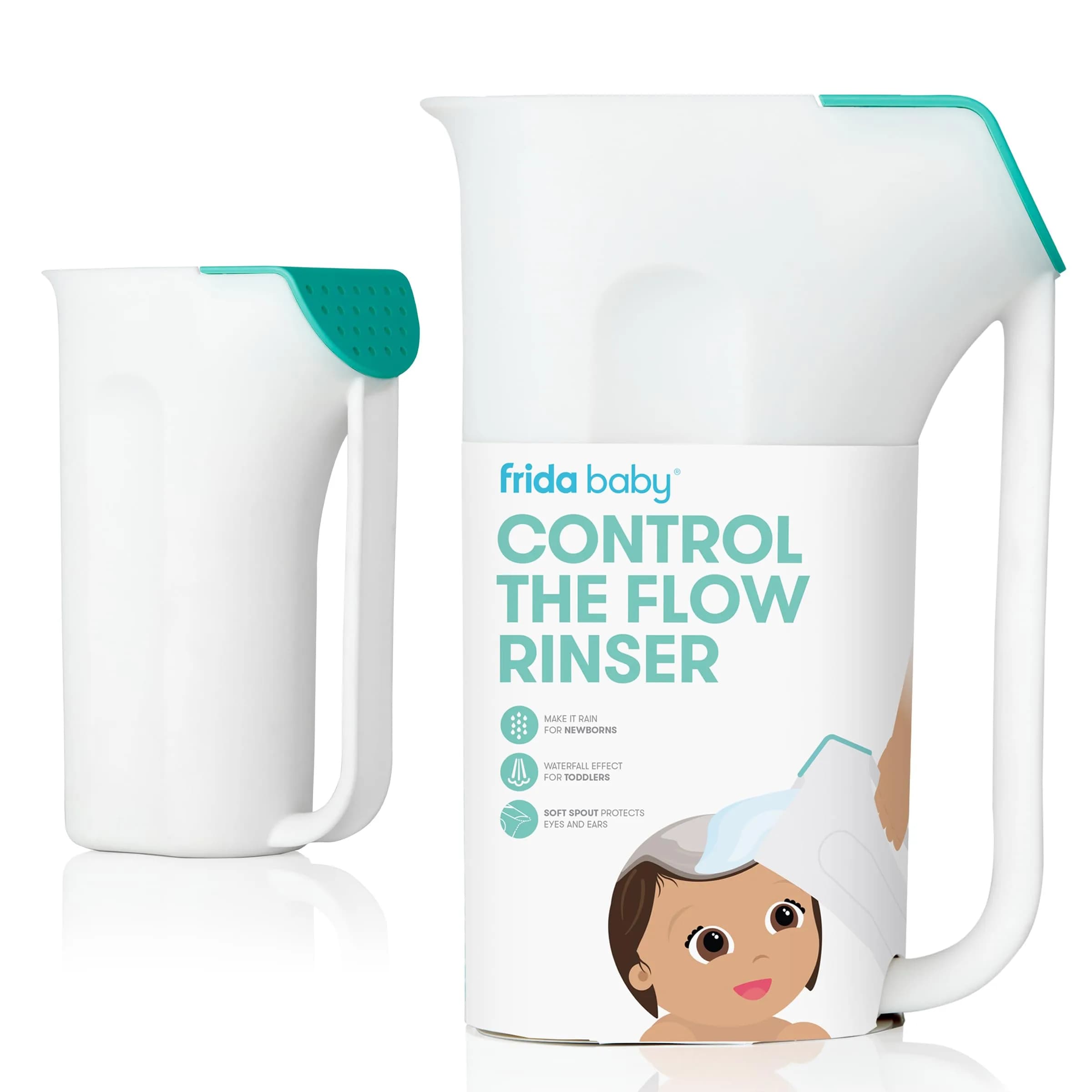 Frida Baby Control The Flow Bath Rinse Cup 710ml (24 Ounces) | Tear-Free Hair and Body Rinser with Dual Pour Spout - main product image