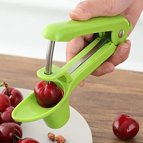 Racoshk Cherry Pitter Tool, Green | Food-Grade Stainless Steel & ABS, Easy to Use & Clean (1 Count) thumbnail 4