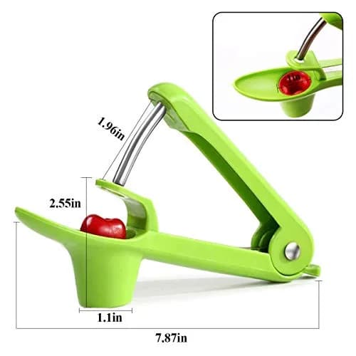 Racoshk Cherry Pitter Tool, Green | Food-Grade Stainless Steel & ABS, Easy to Use & Clean (1 Count) thumbnail 2