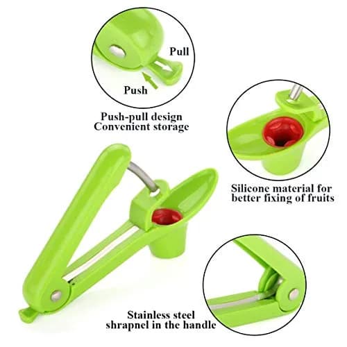 Racoshk Cherry Pitter Tool, Green | Food-Grade Stainless Steel & ABS, Easy to Use & Clean (1 Count) thumbnail 3