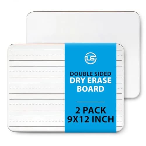 Ultimate Stationery Small White Board 9x12 Dry Erase Mini Lapboard 2 PK | Double Sided for Kids thumbnail 1