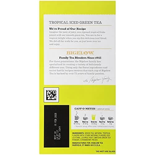 Bigelow Tropical Iced Green Tea 0.10 oz | Exotic Mango & Pineapple Refreshment thumbnail 6