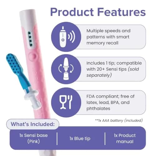 TalkTools Sensi Oral Motor Therapy Essential Vibration Tool with Chewy Tip for Speech & Feeding Development (Pink) thumbnail 3