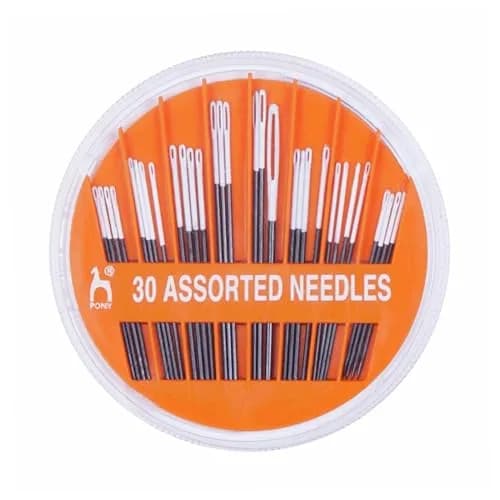 JL Pony Hand Sewing Needles Assorted Black with White Eye 30 Count | Classic Black with White Eye thumbnail 1