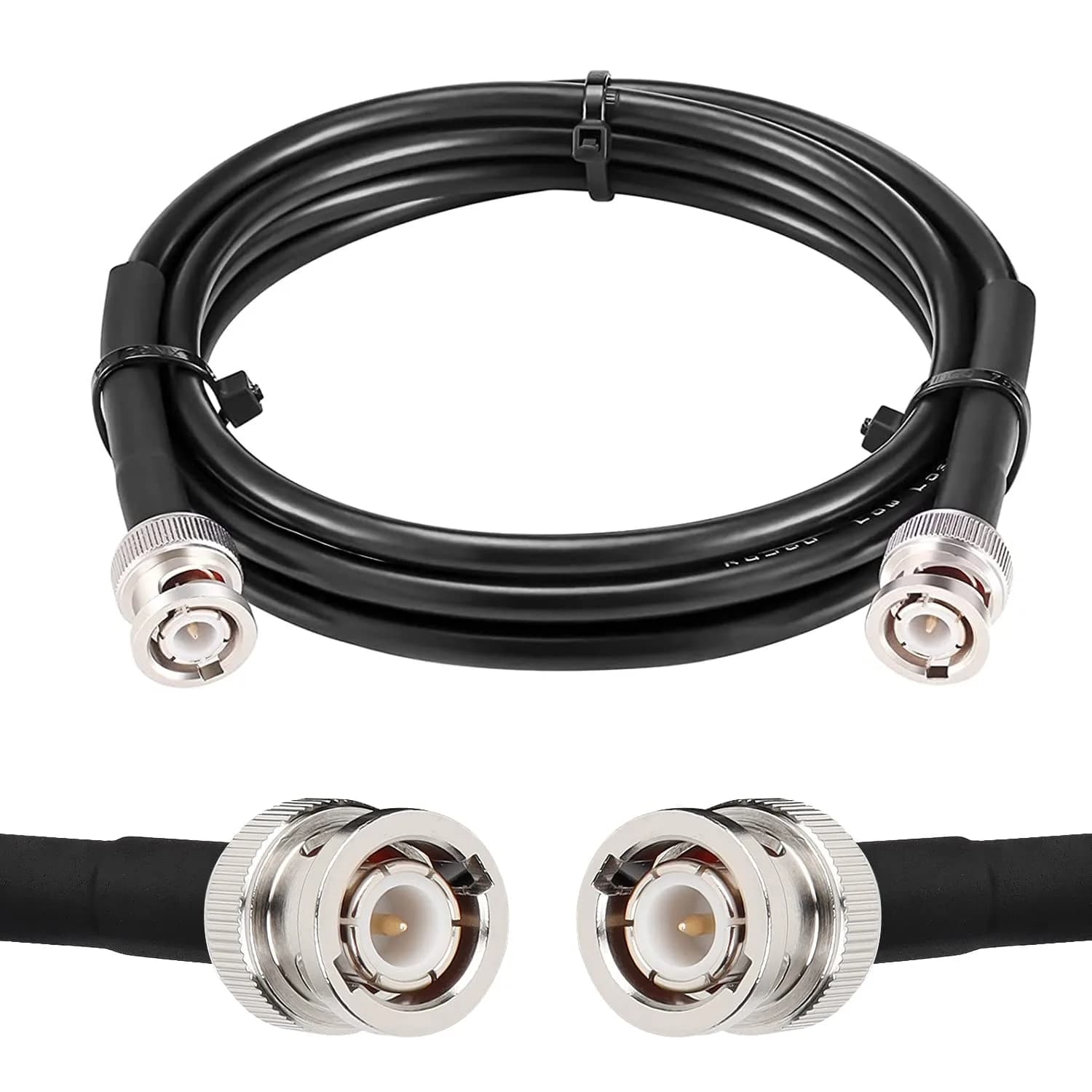 MOOKEERF RG58 BNC Cable 25ft (7.62m) Male to Male Coaxial Cable | Low Loss 50 Ohm for RF Radios & Antennas — Black
