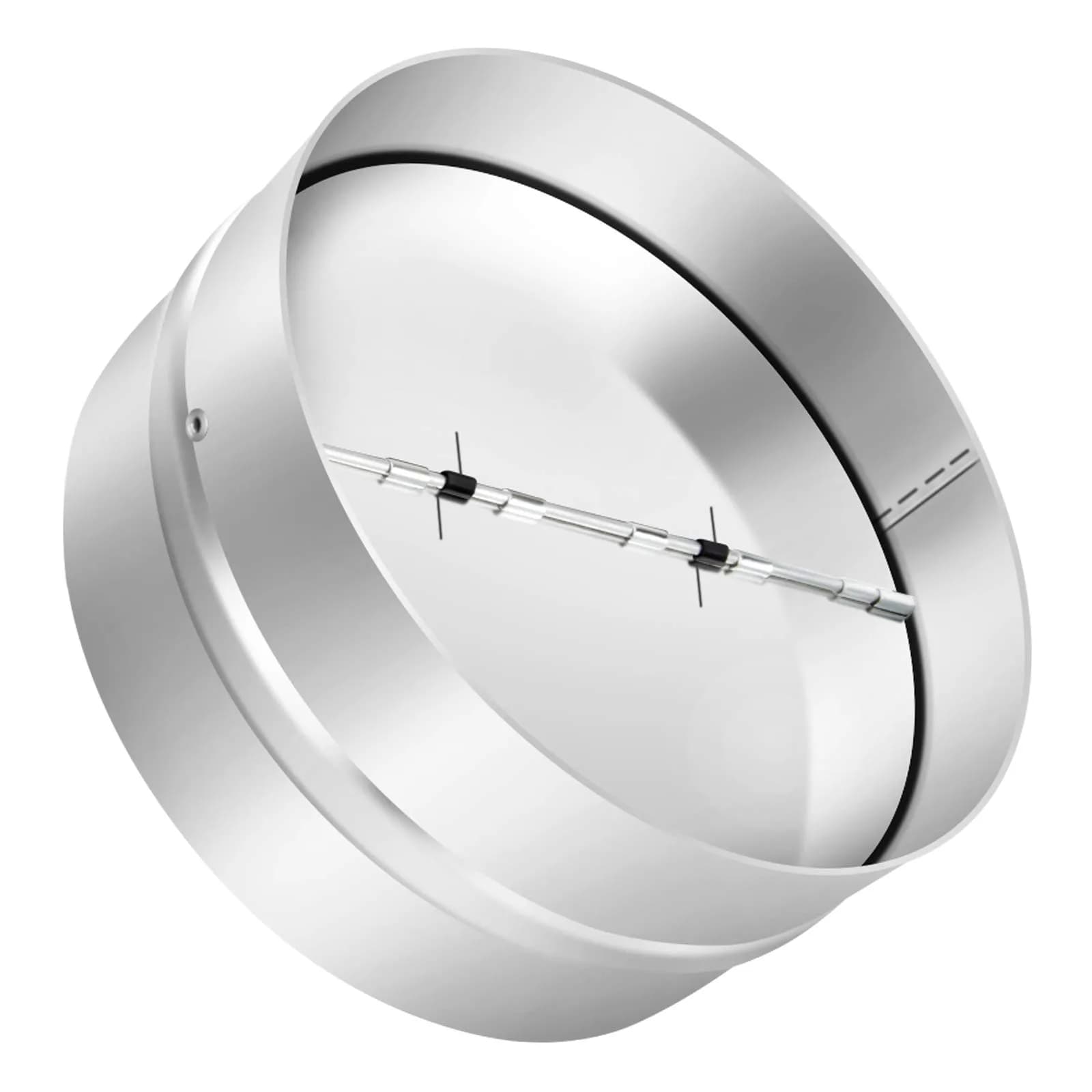 Kikerike 8 Inch Galvanized Steel Backdraft Damper | Prevents Air Recirculation — Silver