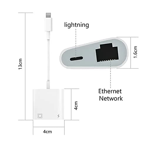 DESOFICON Lightning to Ethernet Adapter 2 in 1 | Fast Ethernet & Charge Port for iPhone/iPad (0.5kg, 9.7in) thumbnail 8