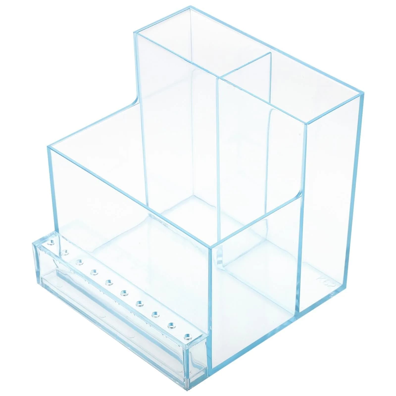 FRCOLOR Nail Drill Grinding Bit Holder Box 10.3x9.7cm Black | Professional Nail Art Organizer — Blue