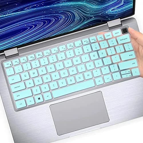 MUBUY-GOL Keyboard Cover for Dell Latitude 14" & 15.6" | Waterproof Silicone, Dustproof, Washable, US Layout, Hot Blue thumbnail 1