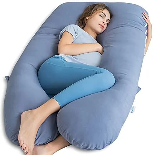 QUEEN ROSE Cooling U-Shaped Pregnancy Pillow 55in (140cm) with Cooling Silky Jersey Cover | Full Body Maternity Support Pillow thumbnail 1