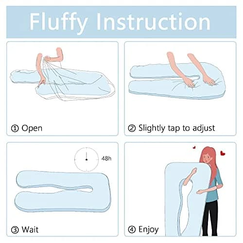 QUEEN ROSE Cooling U-Shaped Pregnancy Pillow 55in (140cm) with Cooling Silky Jersey Cover | Full Body Maternity Support Pillow thumbnail 8
