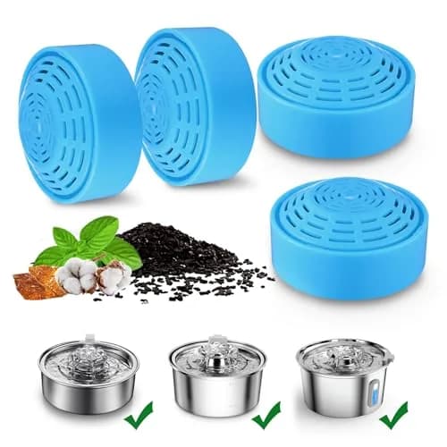 OYES Cat Water Fountain Filters 4 Pack | Compatible with 2.0L/67oz Stainless Steel Pet Fountains thumbnail 1