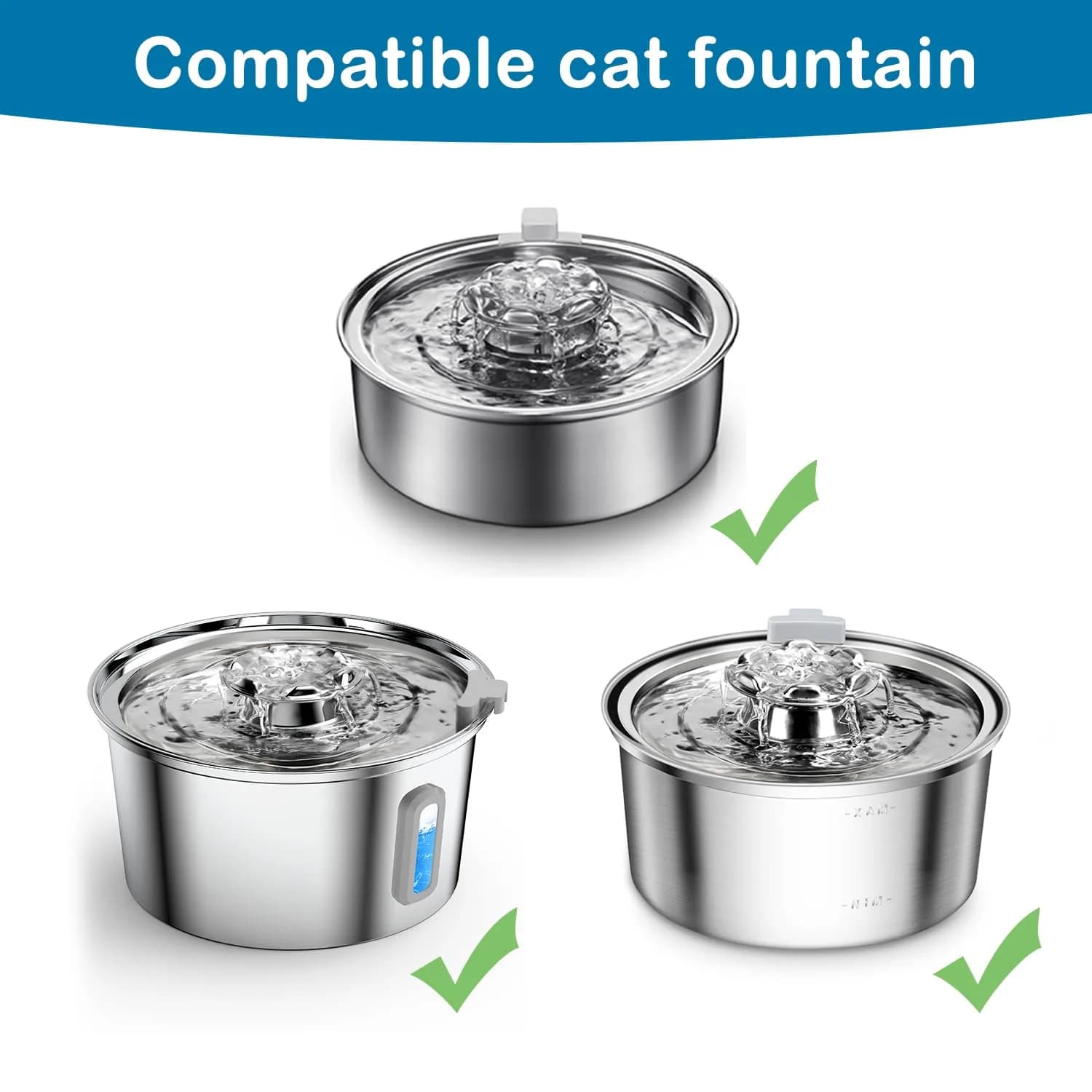 OYES Cat Water Fountain Filters 4 Pack | Compatible with 2.0L/67oz Stainless Steel Pet Fountains - view 2