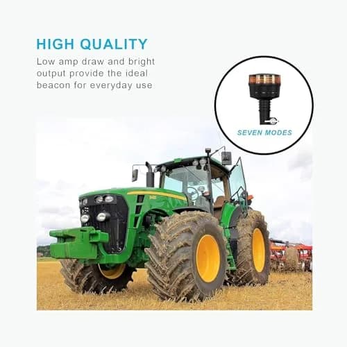 Agrieyes W16P Amber LED Beacon Light with Pipe Mount, 19W 12-24V | SAE J845 Certified Emergency Strobe thumbnail 5