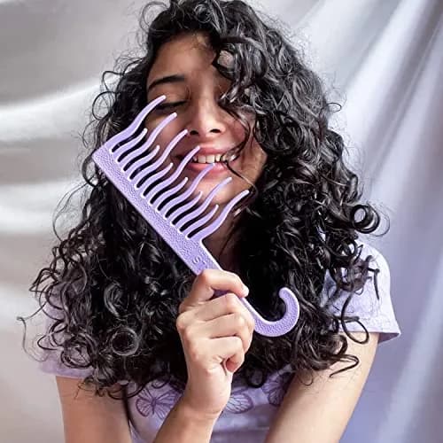 XO Curls Shower Detangling Hair Comb, Wide Tooth, Lavender | Gentle on Curly & Wavy Hair thumbnail 5