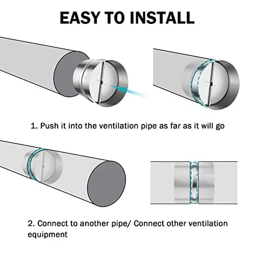 Kikerike 4 Inch Galvanized Steel Backdraft Damper Duct Insert | Prevents Air Recirculation thumbnail 5