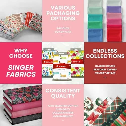 SINGER Fabrics 100% Cotton Quilting Fabric 2 Yard Precut | Bright Red for Sewing & Crafting thumbnail 3