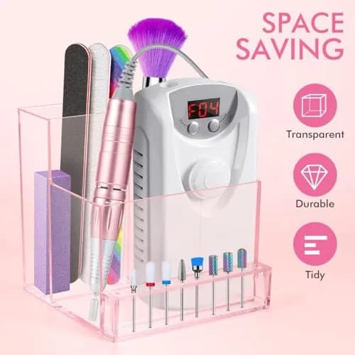 FRCOLOR Nail Drill Holder 10 Holes Pink | Acrylic Nail Organizer for Nails & Bits thumbnail 4