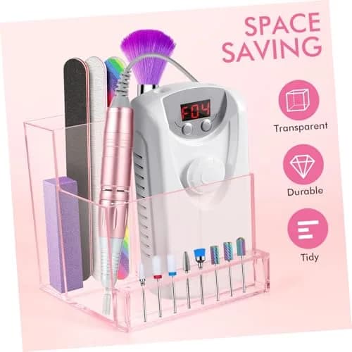 FRCOLOR Nail Drill Holder 10 Holes Pink | Acrylic Nail Organizer for Nails & Bits thumbnail 8