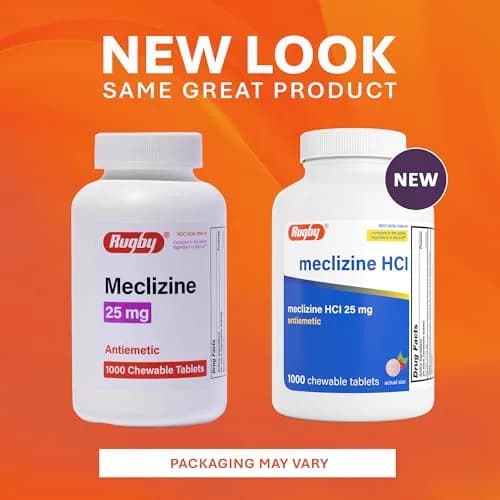 RUGBY LABORATORIES Meclizine HCl 25mg Chewable Tablets 1000 Count | Motion Sickness Relief for Travel thumbnail 3
