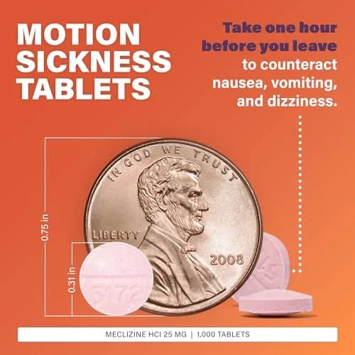 RUGBY LABORATORIES Meclizine HCl 25mg Chewable Tablets 1000 Count | Motion Sickness Relief for Travel thumbnail 4