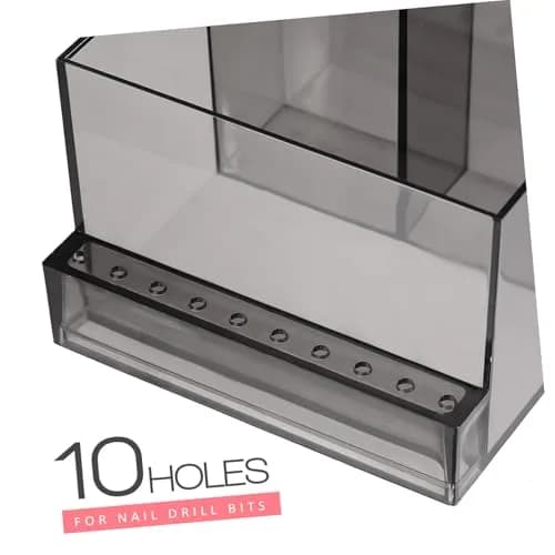 FRCOLOR Nail Drill Grinding Bit Holder Box 10.3x9.7cm Black | Professional Nail Art Organizer thumbnail 7