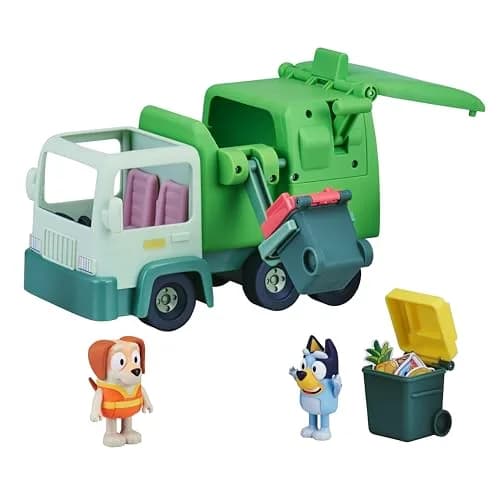 Bluey Garbage Truck - 2.5" Bluey and Bin Man Figures with Playset, Multicolor | ASTM-Tested Toy Playset for Kids 3-6 — Garbage Truck