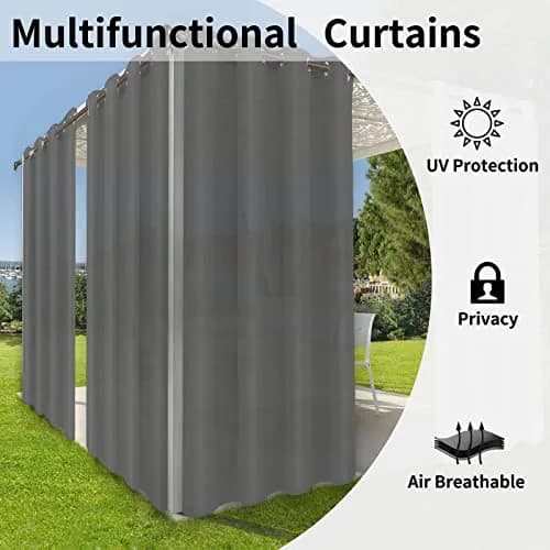 OutdoorLines Waterproof Indoor Outdoor Curtains for Patio | UV & Fade Resistant Polyester, 52"W x 84"L thumbnail 4