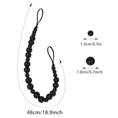 OCIOLI Black Wood Bead Curtain Tieback Set of 2 | Boho Curtain Holdbacks with Metal & Adhesive Hooks (48 cm / 18.9 in) thumbnail 5