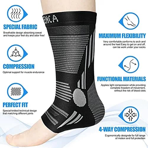 NEENCA Foot & Ankle Brace Socks for Sprained-Ankle Compression Sleeves Set | Medical Grade Support for Pain Relief & Sports Protection thumbnail 2